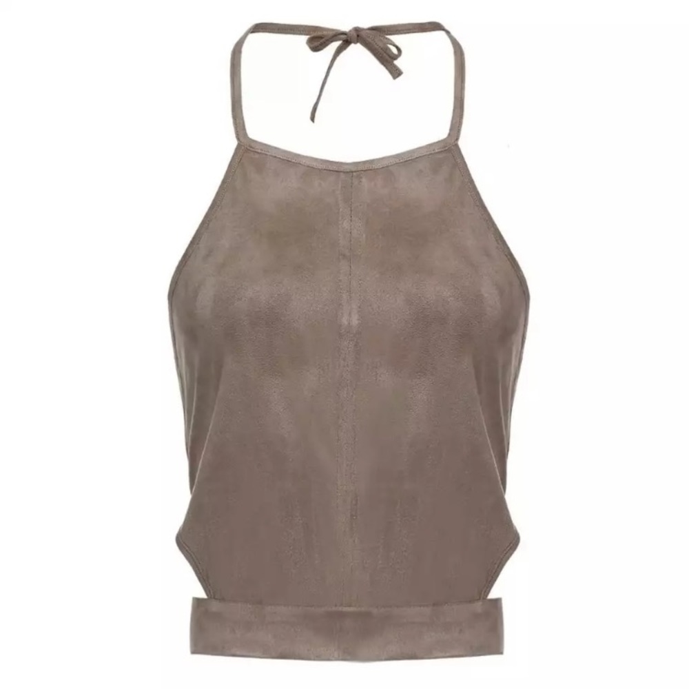 🔹Last 1🔹Sexy Suede Halter Crop Top - Picture 2 of 8
